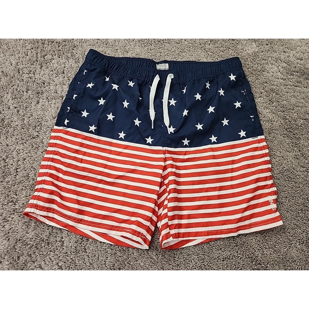 Trinity Collective Swim Shorts Mens L Mesh Lined American Flag Patriotic